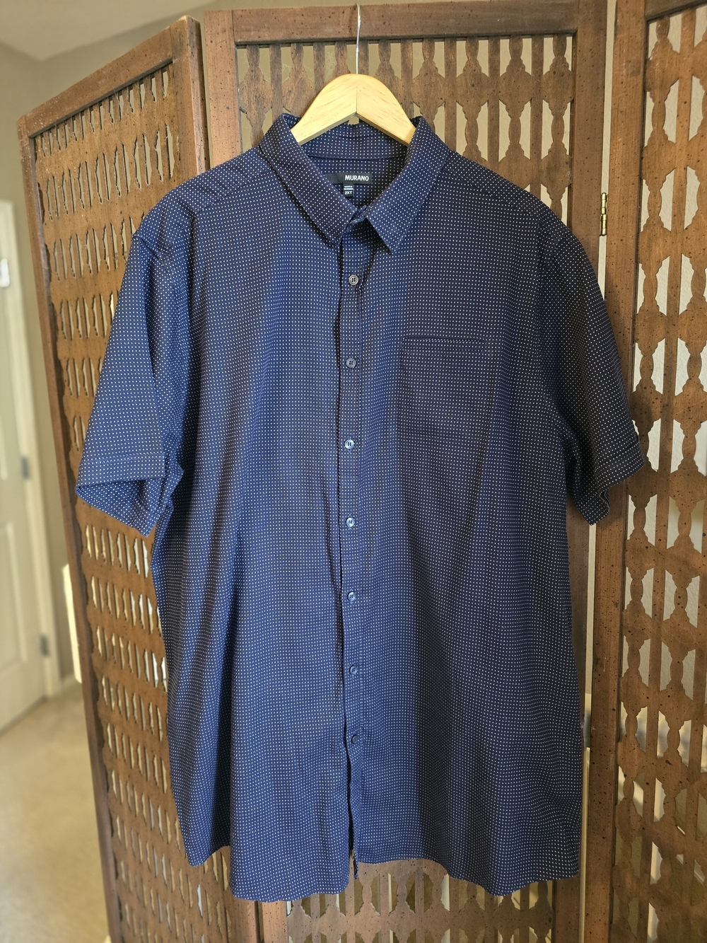 Murano Navy Short-Sleeve Button-Up Shirt